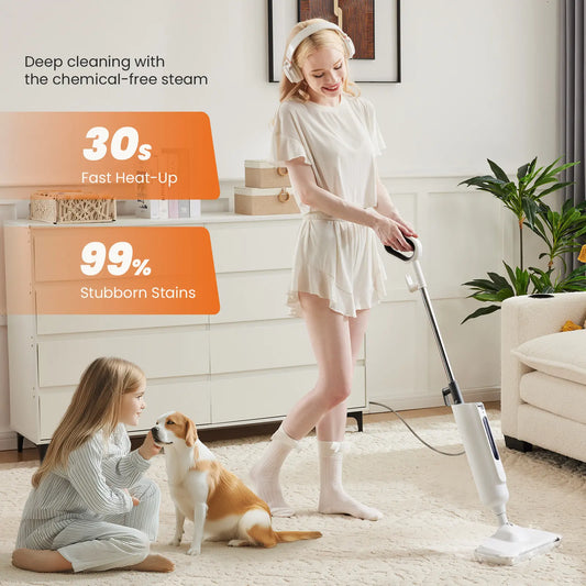Lightweight Steam Mop for Hardwood, Tile & Laminate | Fast Heat-Up Deep Cleaning | Reusable Washable Pads